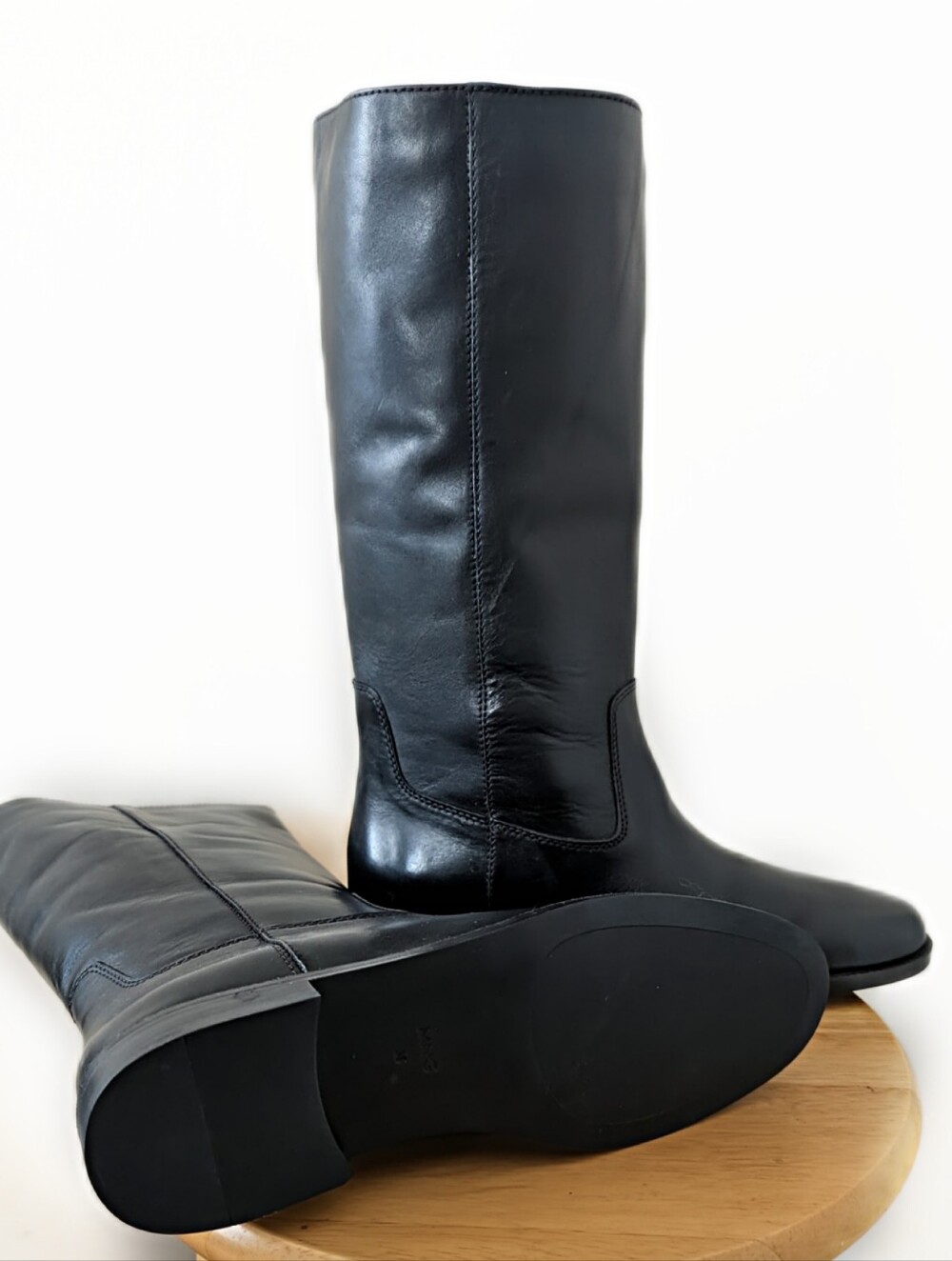 Mango Leather Black Knee-High Women's Boots - Picture 11 of 11